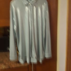 Inc. shimmery powder blue high-low dress blouse